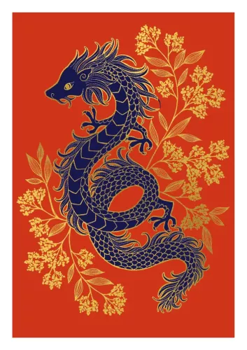 Sakura Red Dragon Greeting Card