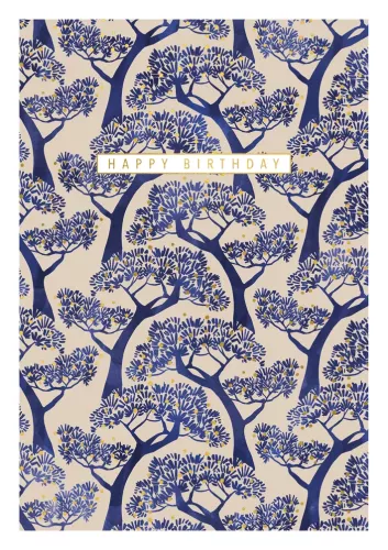Sakura Blue Trees Greeting Card