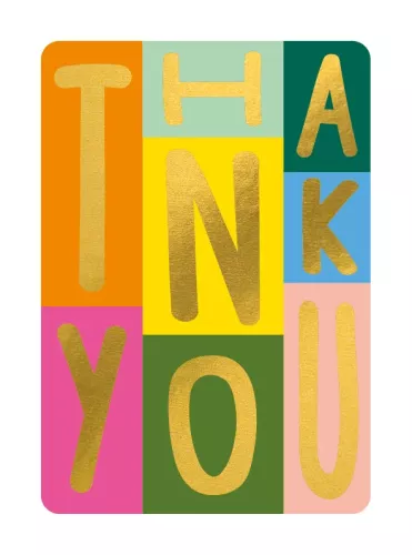 Thank You Text Multi-Colour Notecard