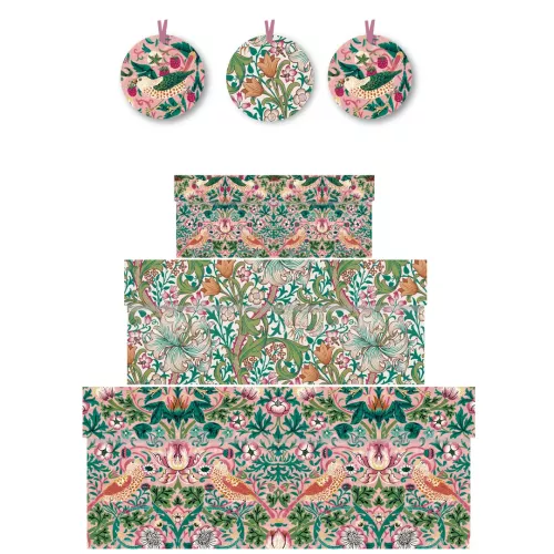 Strawberry Thief Blush, Nest of 3 Boxes
