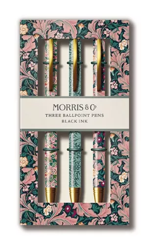 3 Pens Set, Strawberry Thief Blush, William Morris