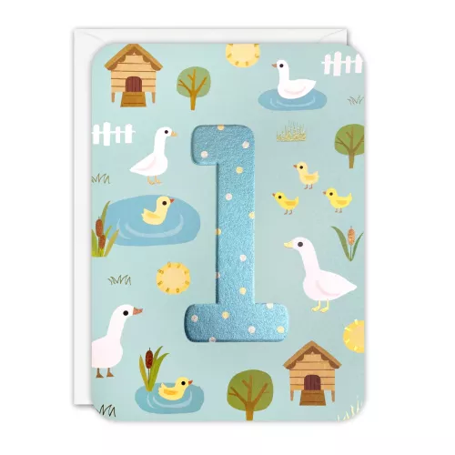 Age 1 Ducks Sprouts Greeting Card