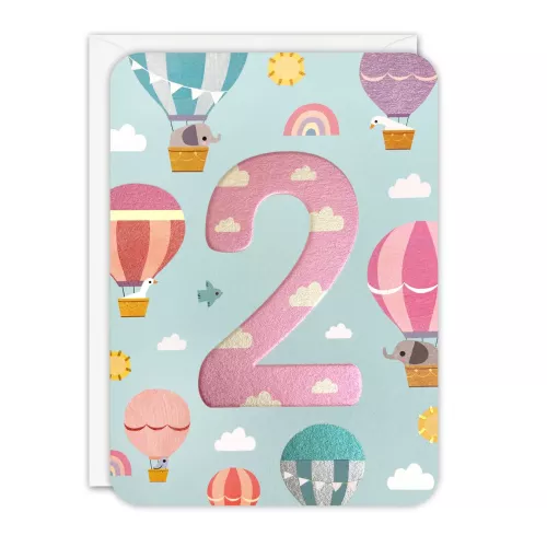 Age 2 Balloons Sprouts Greeting Card