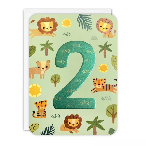 Age 2 Lions and Tigers Sprouts Greeting Card