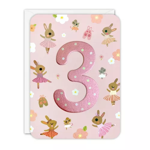 Age 3 Ballet Bunnies Sprouts Greeting Card