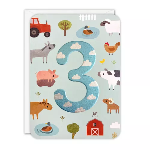 Age 3 Farm Sprouts Greeting Card