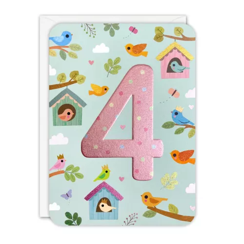 Age 4 Birds Sprouts Greeting Card