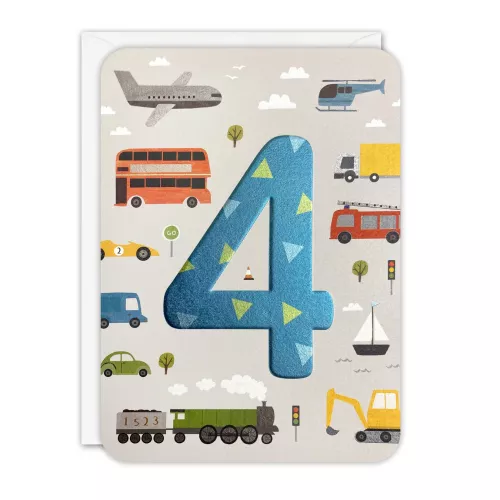 Age 4 Transport Sprouts Greeting Card