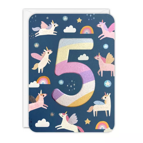 Age 5 Unicorns Sprouts Greeting Card