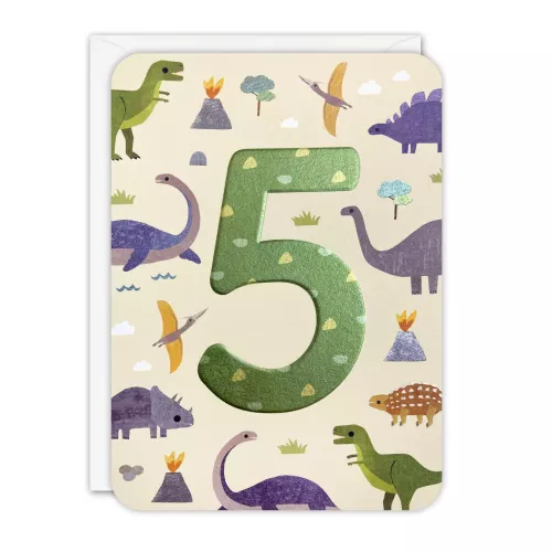 Age 5 Dinosaurs Sprouts Greeting Card