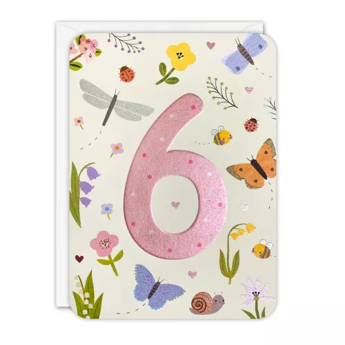 Age 6 Butterflies Sprouts Greeting Card