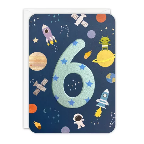 Age 6 Outer Space Sprouts Greeting Card