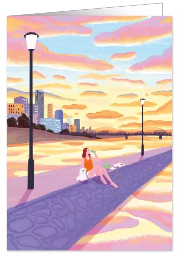 chilling beside city's river, Greeting Card