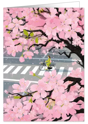biking in spring flowers, Greeting Card