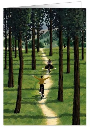 biking in the forest, Greeting Card