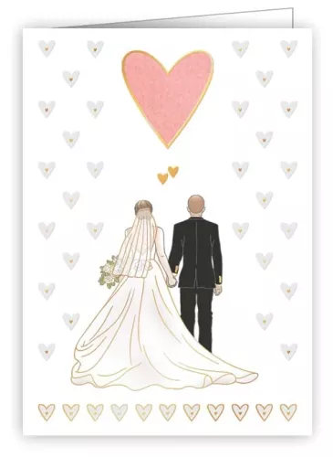 bride and groom, heart, Mini Card