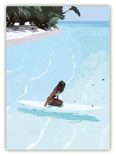 woman surfing, Postcard