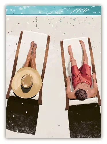 sun bathing couple, Postcard