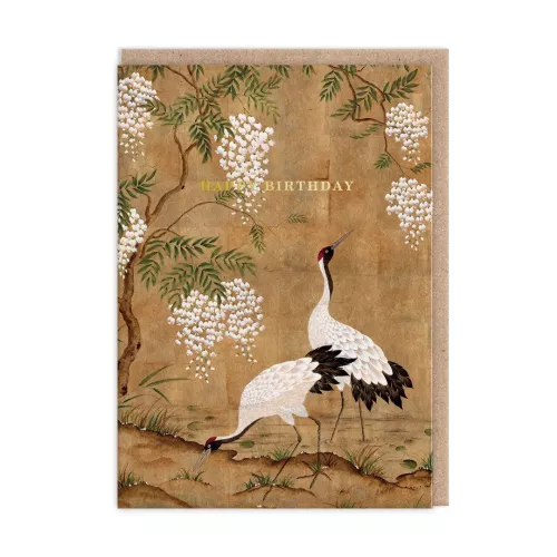 Cranes and Wisteria, Greeting Card
