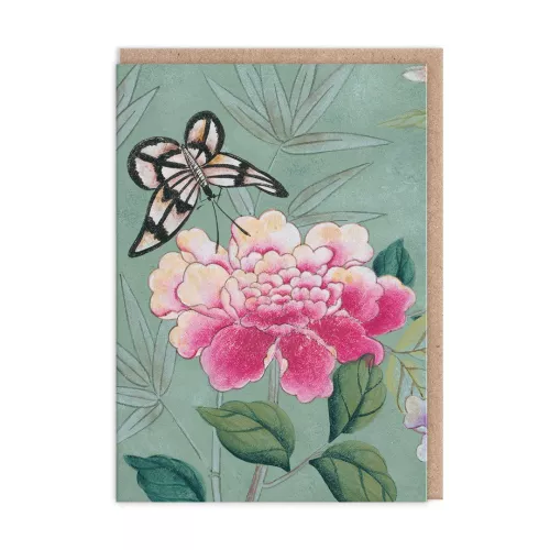 Butterfly and Peony, Greeting Card