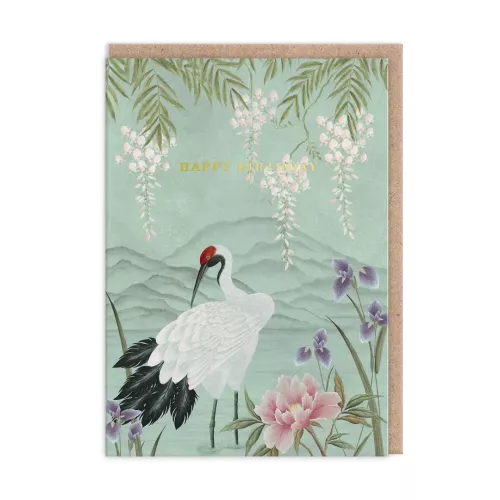 Crane and Mountain, Greeting Card