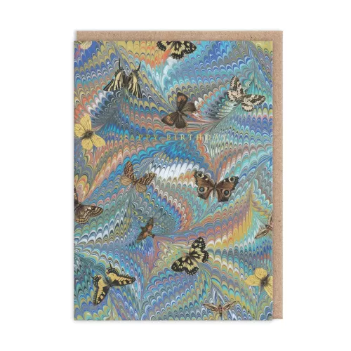 Marble Butterfly Blue Greeting Card