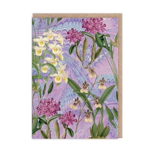 Marble Orchids Greeting Card