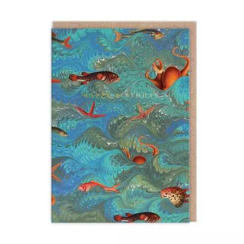 Marble Sea Creatures Greeting Card