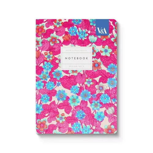 Neon Floral Pink and Blue Premium Perfect Bound Notebook (A5) (12538)