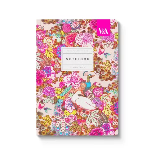 Neon Floral Peacock Floral Premium Paperback Notebook (A5) (12541)