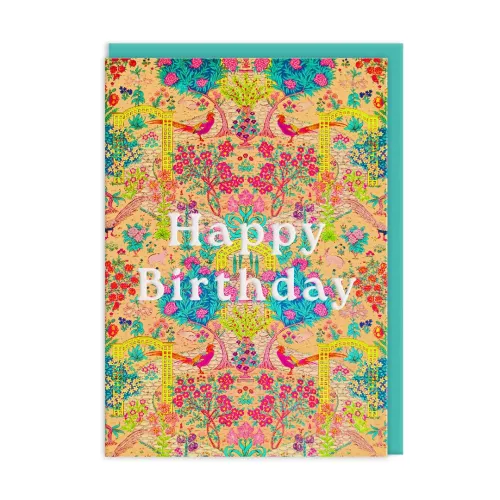 Neon Floral Ornate Garden Greeting Card (12588)
