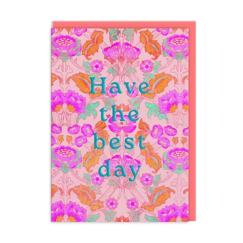 Neon Floral Pink Arts & Crafts Greeting Card (12591)