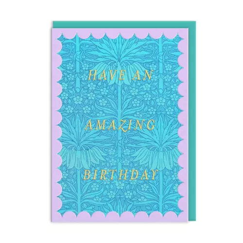 Scalloped Blue Fritillaria Greeting Card (12610)