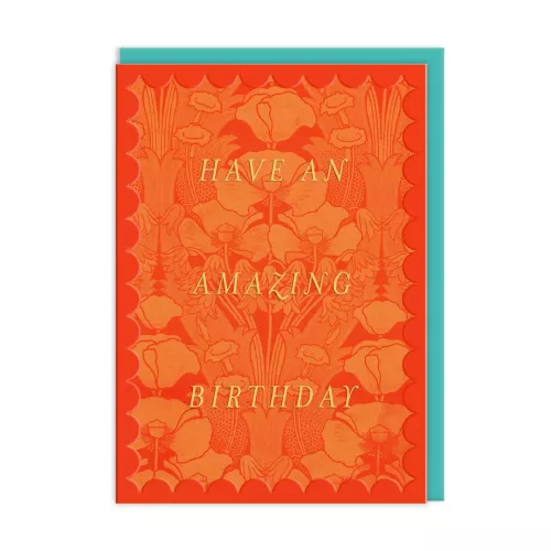 Scalloped Orange Floral Greeting Card (12612)
