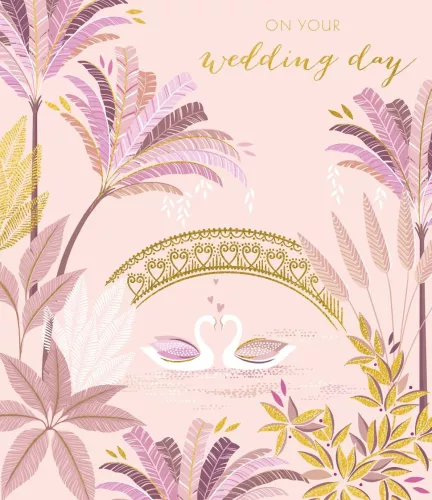 Wedding Swans & Bridge, Greeting Card