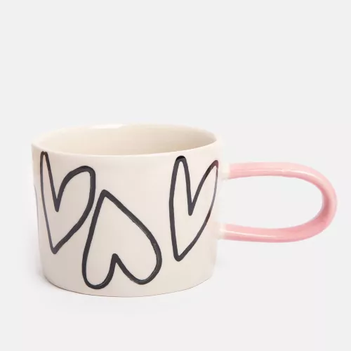 Mono Outline Hearts Ceramic Mug