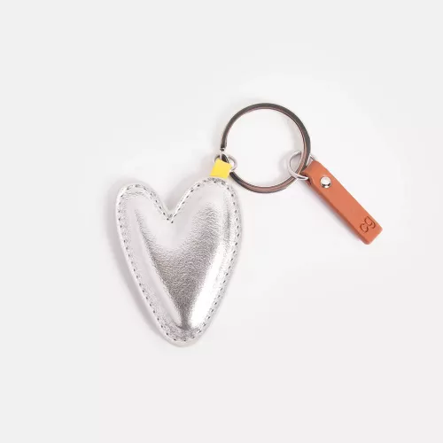 Silver Metallic Heart Keyring