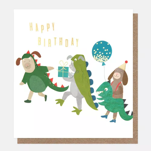 Dinosaur Dogs Happy Birthday Card
