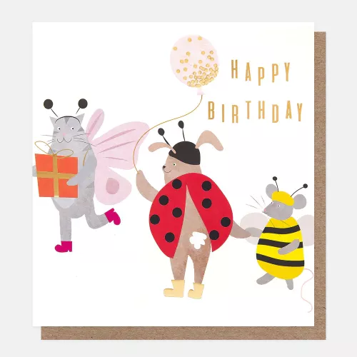 Fancy Dress Animals Happy Birthday Card