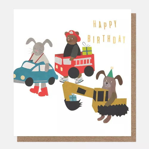 Animals In Dress Up Happy Birthday