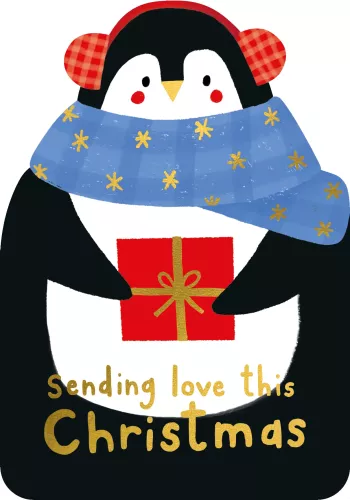 PENGUIN IN SCARF XMAS CUT