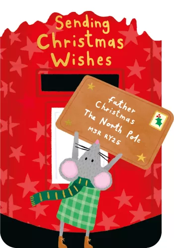 MOUSE XMAS POST CUT OUT CARD