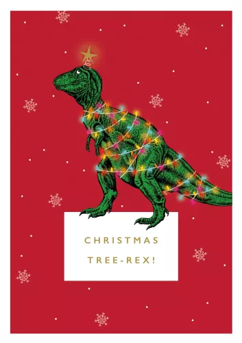 CHRISTMAS TREE REX ROCK ON CARD