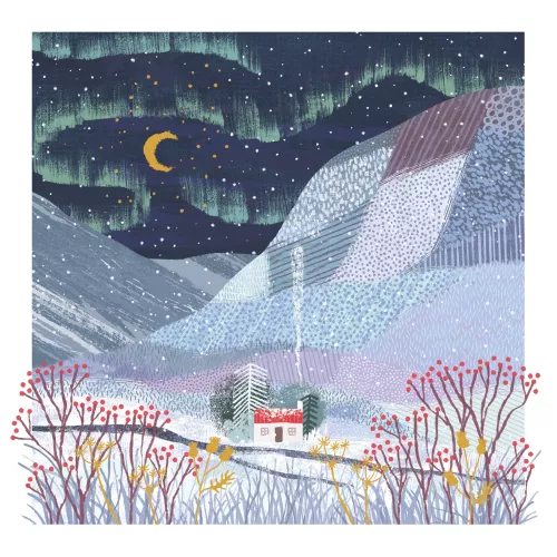 NORTHERN LIGHTS OVER THE ISLES XMAS CARD