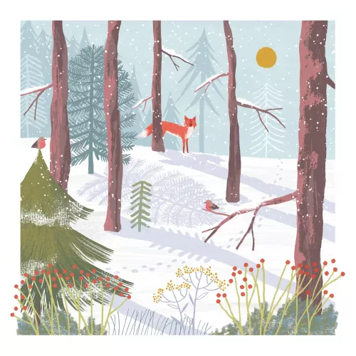 FOX IN WOODS OVER THE ISLES XMAS CARD