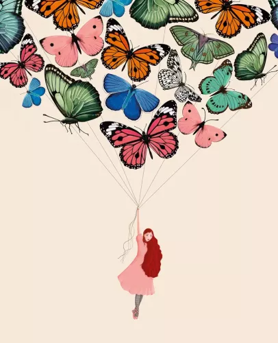 Agnes Woman & Flying Butterflies Card