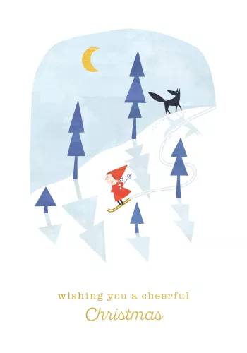 Elf Skiing Xmas Card