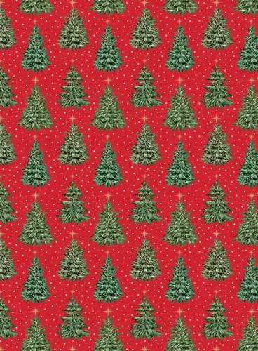 Christmas Trees Red Roll Wrap