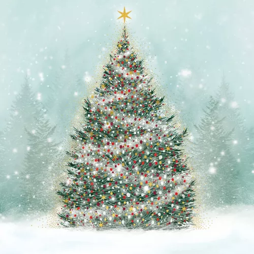 Magical Snowy Tree Lux Box 8 Cards & Envelopes