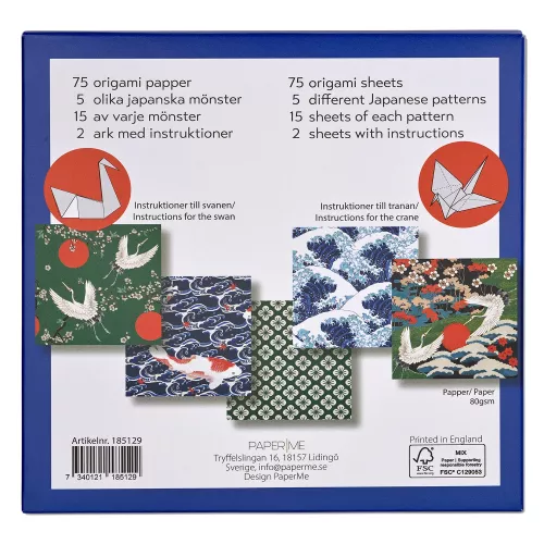 Origami Klassiska Japanska Mönster 75 ark, 5 motiv